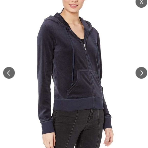 Juicy Couture Navy Blue Velour Hoodie Jacket Medium - Picture 12 of 12